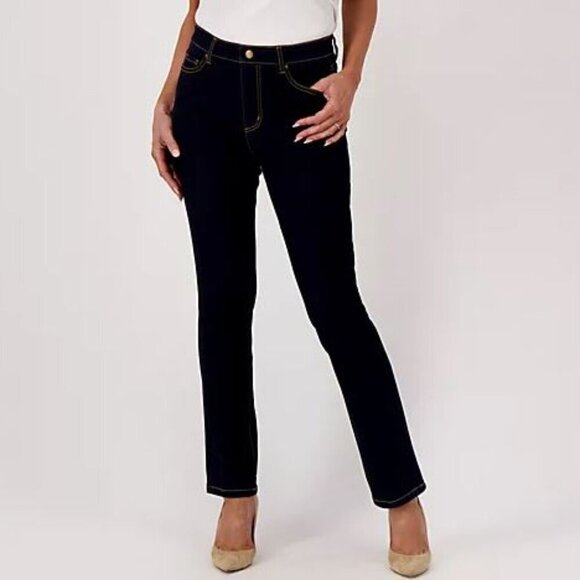 Studio Park Jeans Stretch Pull On Tummy Panel Dark Wash High Rise 4 Pockets MT - Picture 1 of 8
